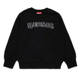 Diesel Kids Felpa Nero con Logo in Denim per Bambini