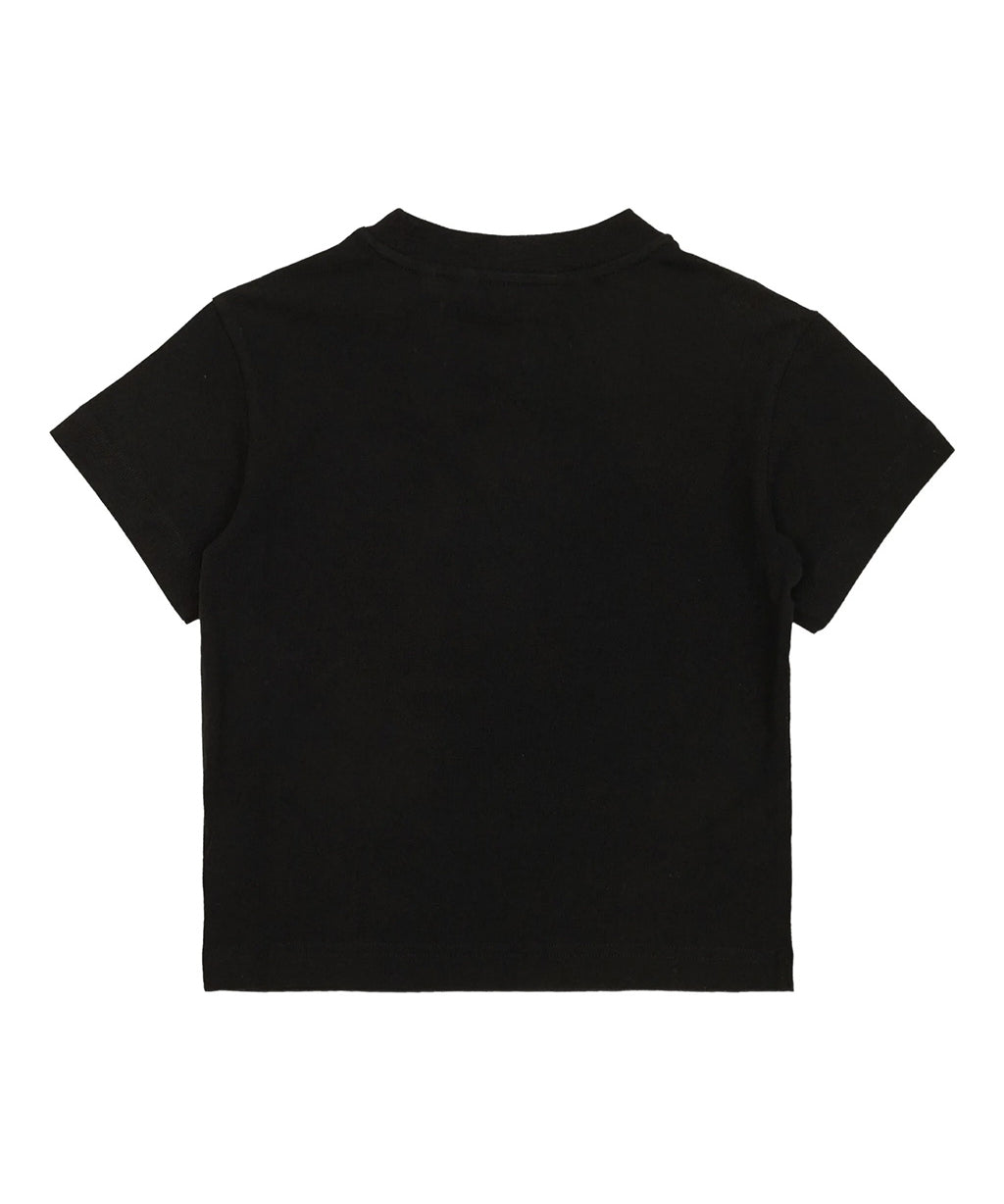 Palm Angels Kids T-Shirt Nero con Logo Rosa per Bambine