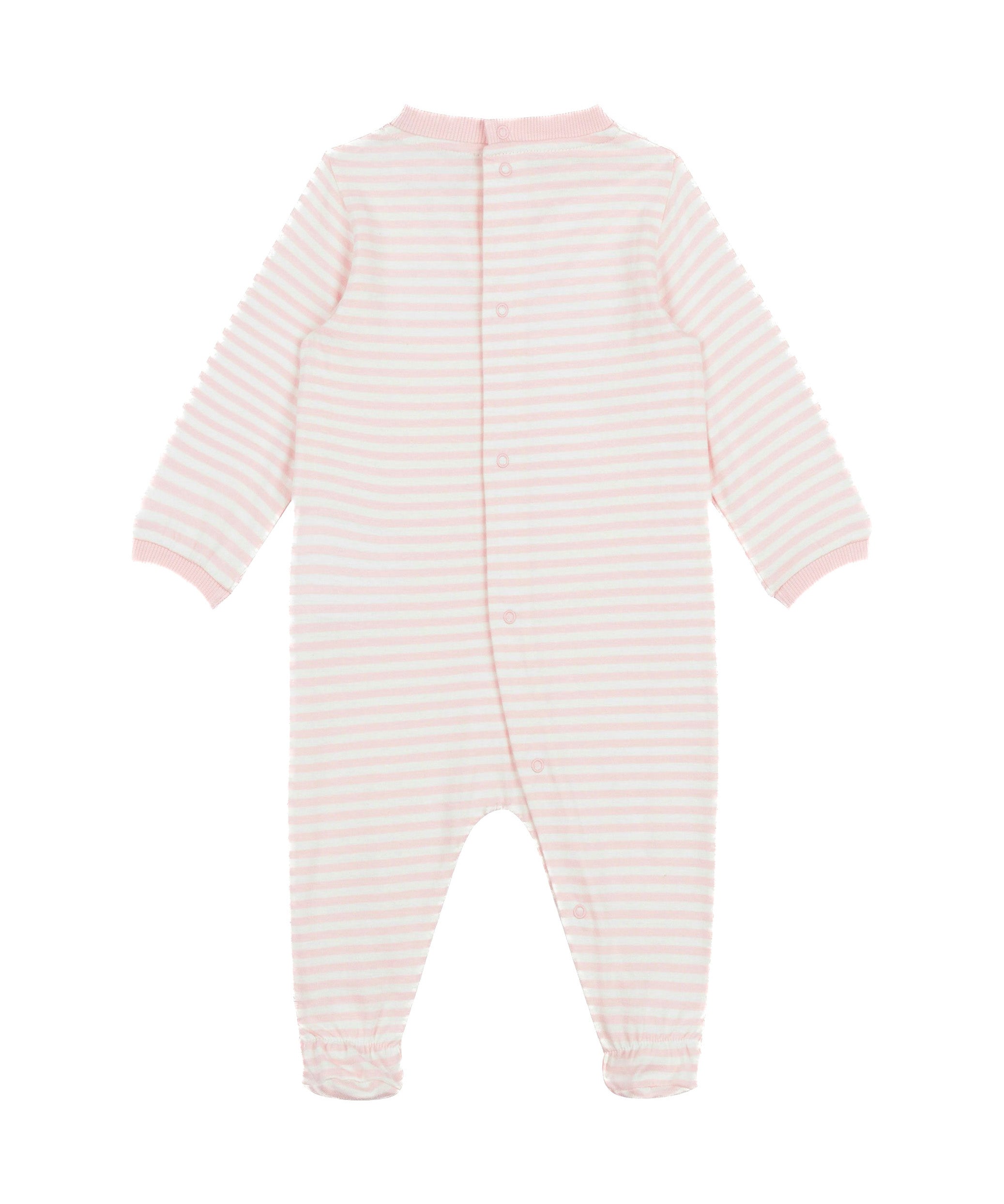 Moschino Kids Tutina Rosa a Righe con Logo per Neonate ((retro)