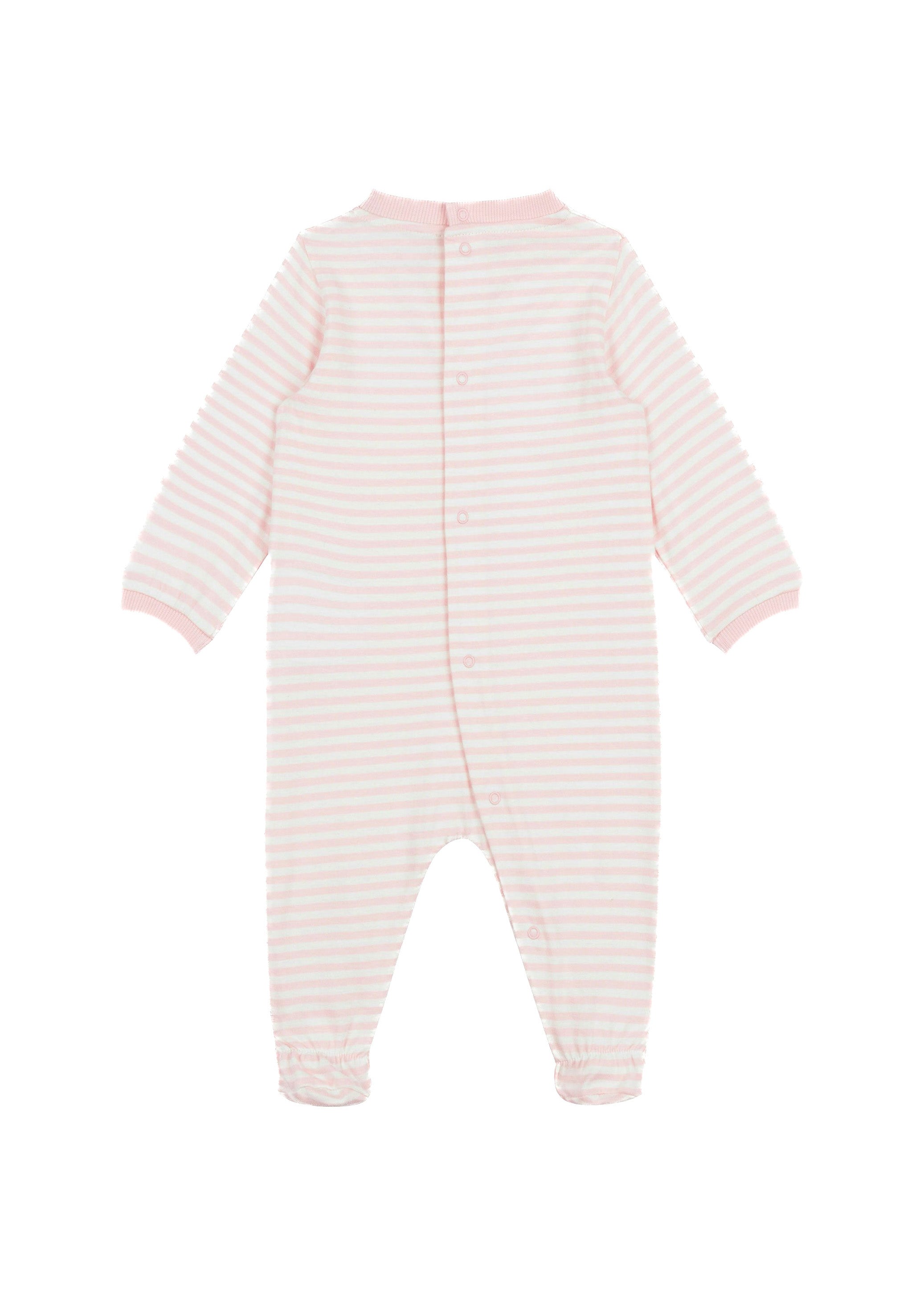 Moschino Kids Tutina Rosa a Righe con Logo per Neonate ((retro)