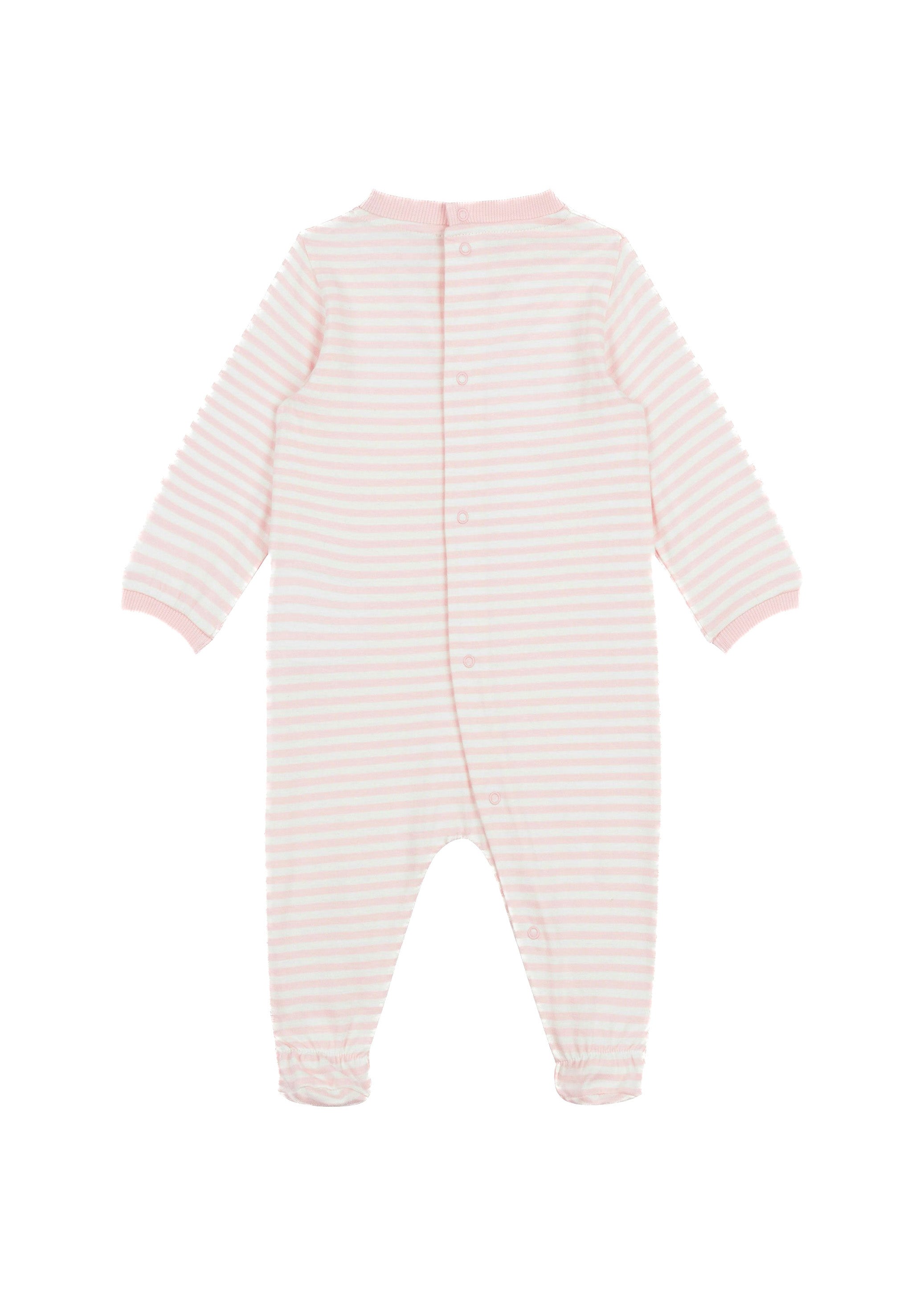 Moschino Kids Tutina Rosa a Righe con Logo per Neonate ((retro)