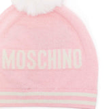 Moschino Kids Cappello in Maglia Rosa con Pon Pon per Neonate (retro)