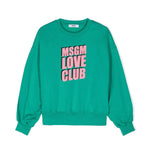 MSGM Kids Felpa Verde con Stampa Logo per Bambine