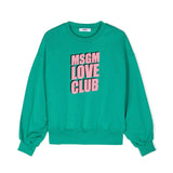 MSGM Kids Felpa Verde con Stampa Logo per Bambine