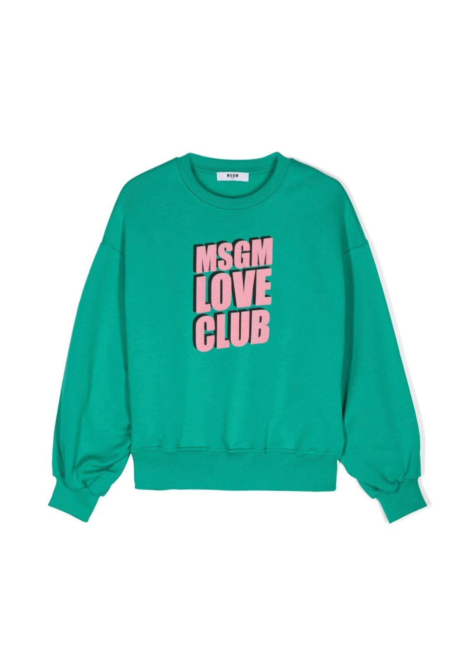 MSGM Kids Felpa Verde con Stampa Logo per Bambine