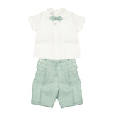 Marlù Completo Classico 3pz Bianco/Verde Salvia per Neonati