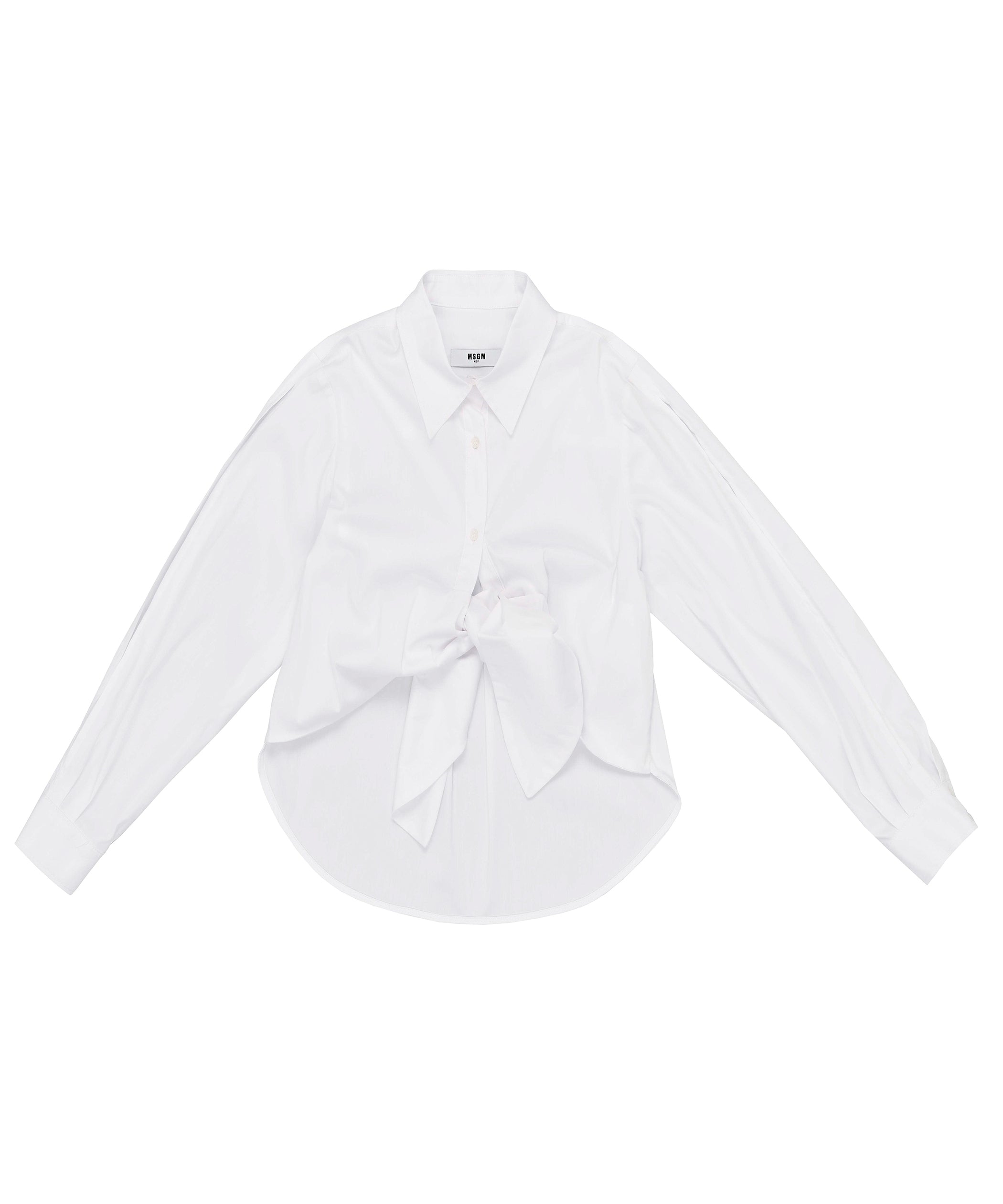 MSGM Kids Camicia Bianca con Fiocco per Bambine