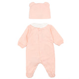 Moschino Kids Set 2pz. Tutina e Cappellino Rosa con Stampa Logo Teddy per Neonate