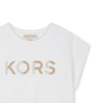 Michael Kors Kids T-Shirt Bianco con Logo Strass per Bambine