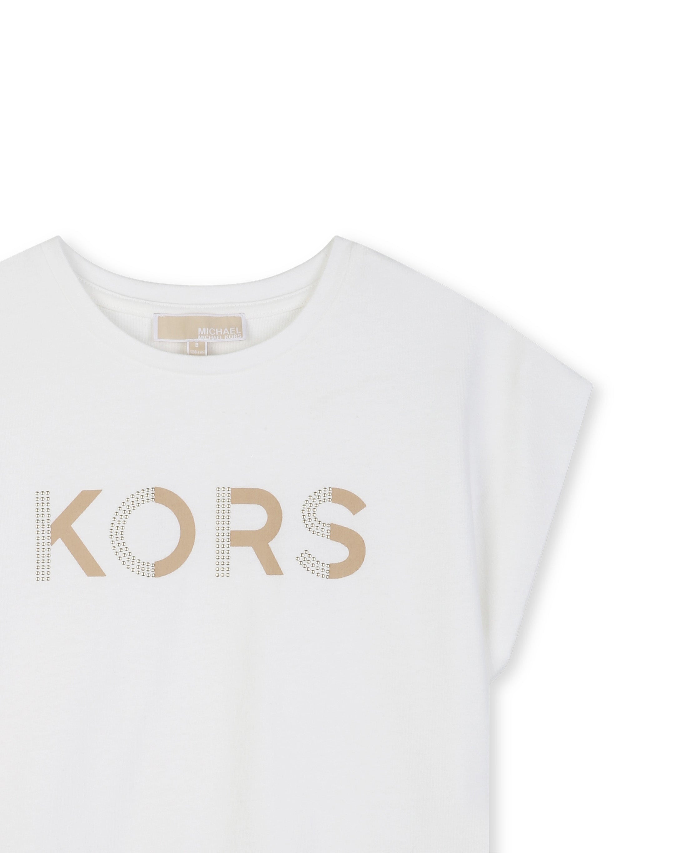 Michael Kors Kids T-Shirt Bianco con Logo Strass per Bambine