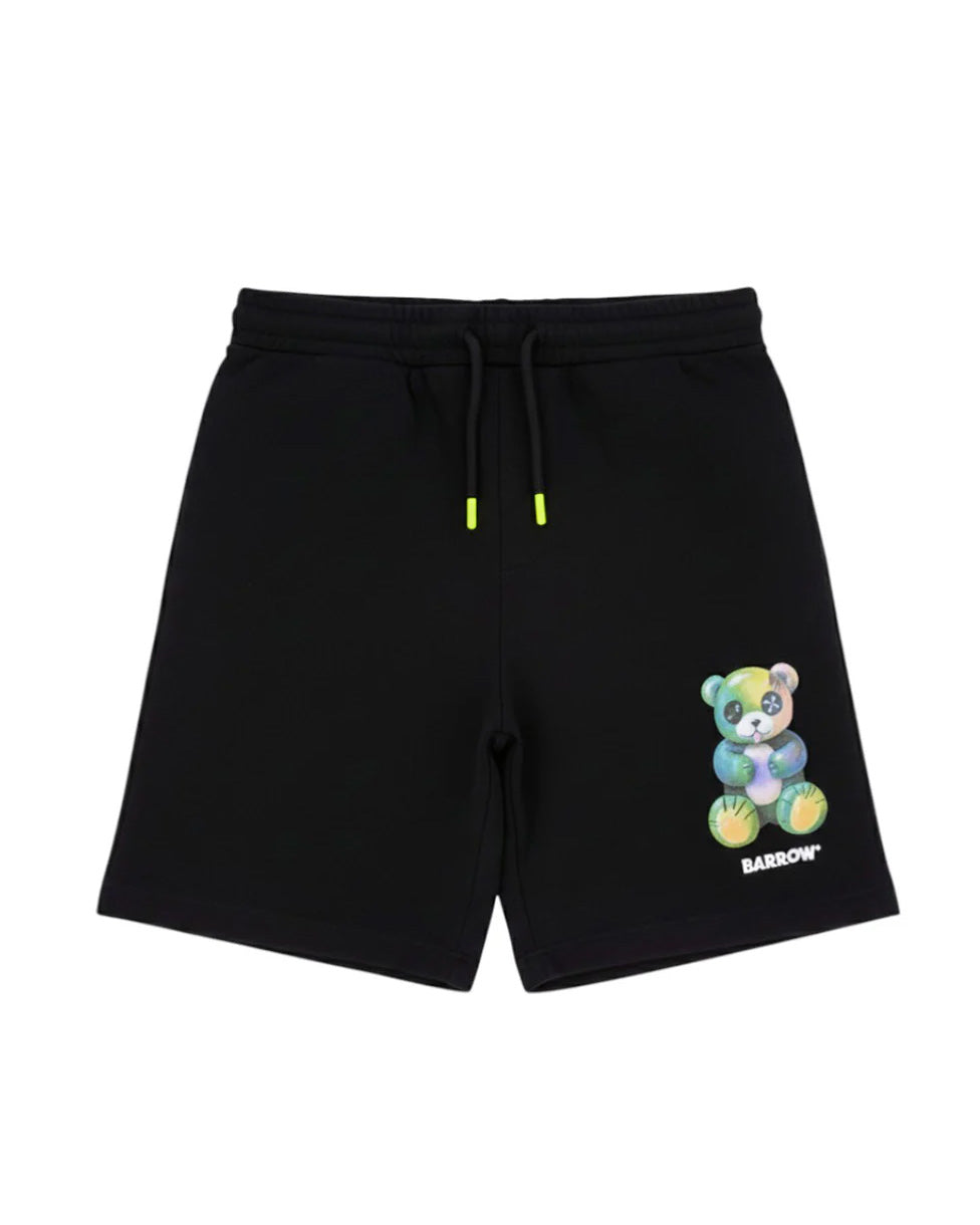 Barrow Kids Short Nero con Stampa Multicolor per Bambine