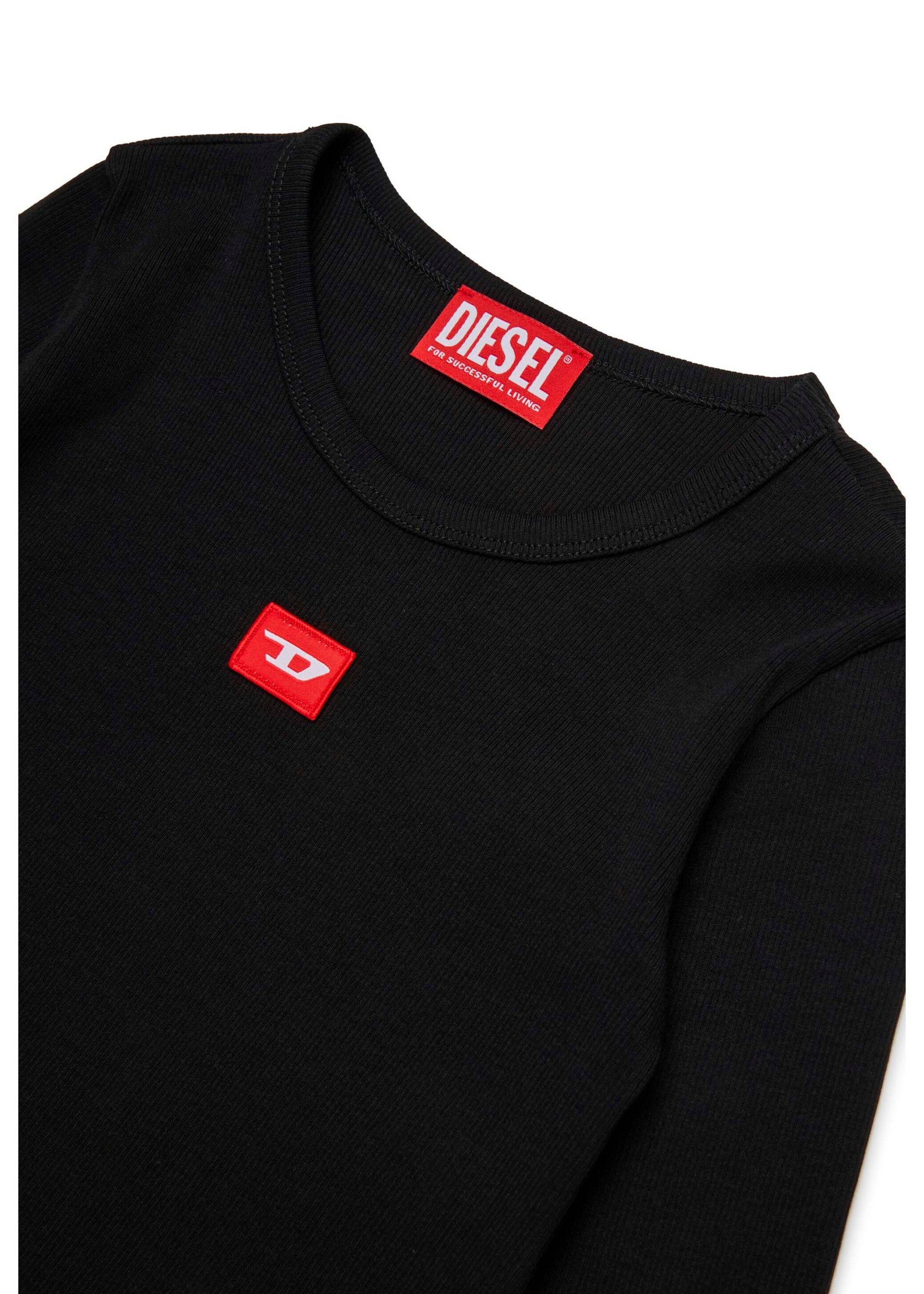 Diesel Kids T-Shirt Nera Lunghe Maniche per Bambine (dettaglio)