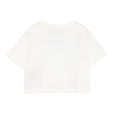 John Richmond Kids T-Shirt Cropped Bianca in Cotone con Logo Ricamato per Bambine