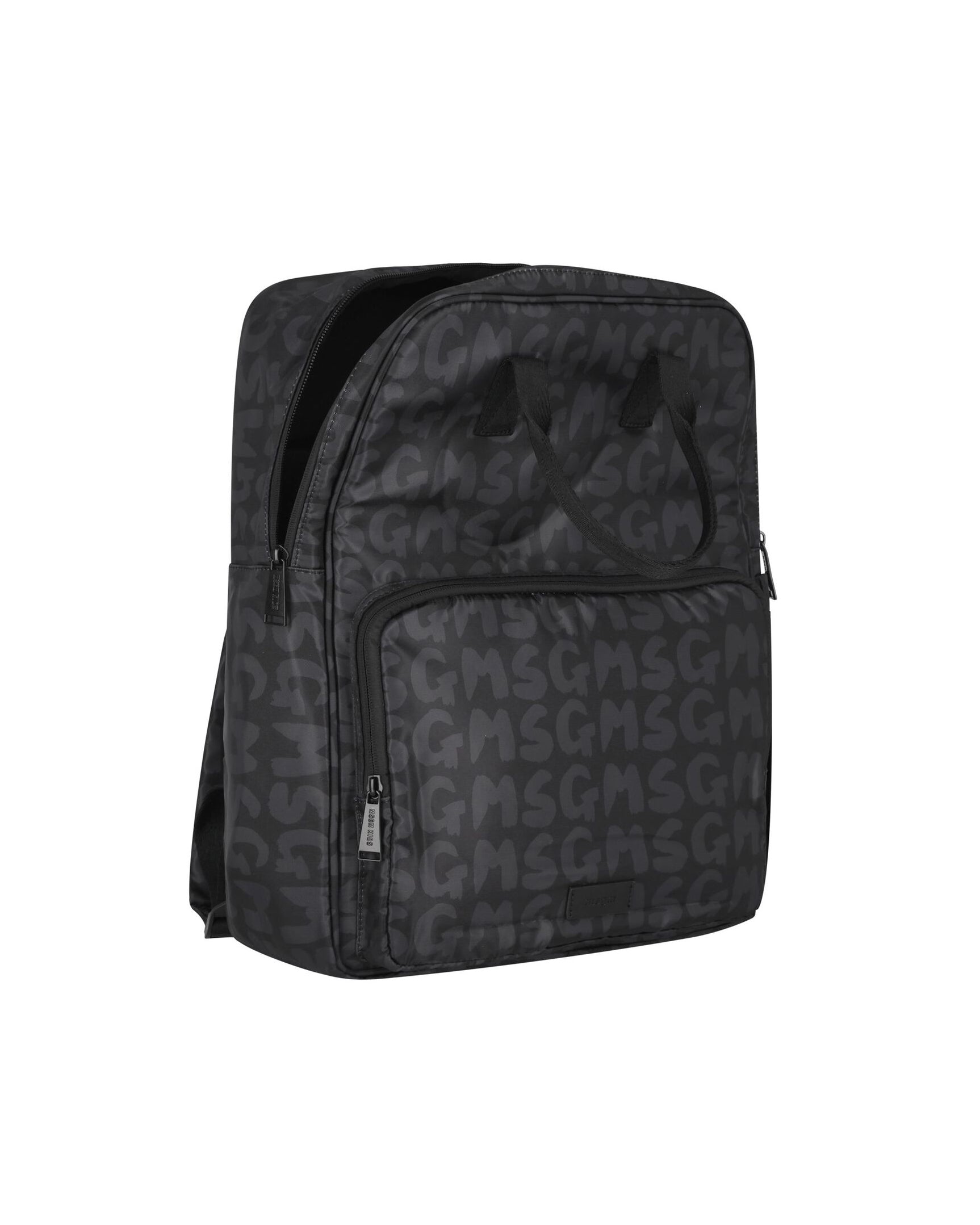 Msgm Kids Zaino Nero con Motivo Multi Logo per Bambine