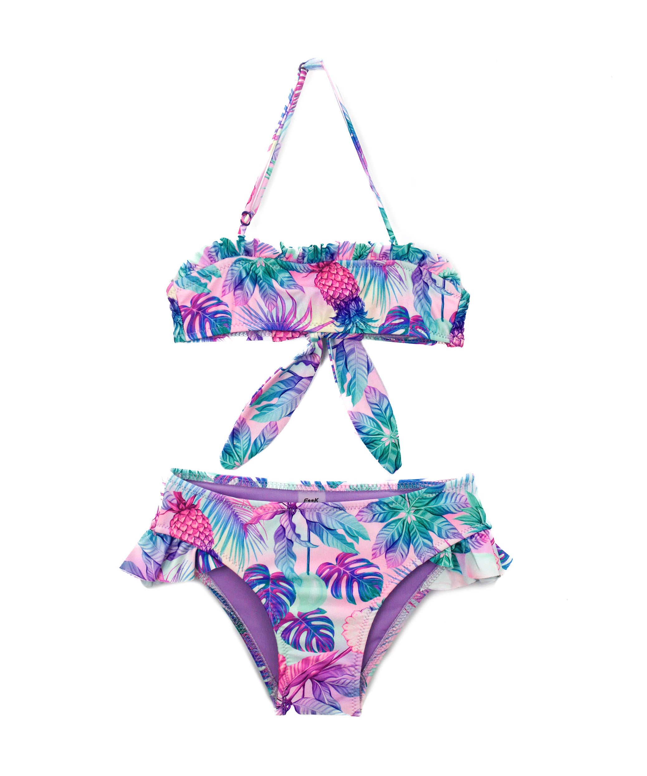 Effek Costume Bikini a Fascia Fantasia Floreale per Bambine