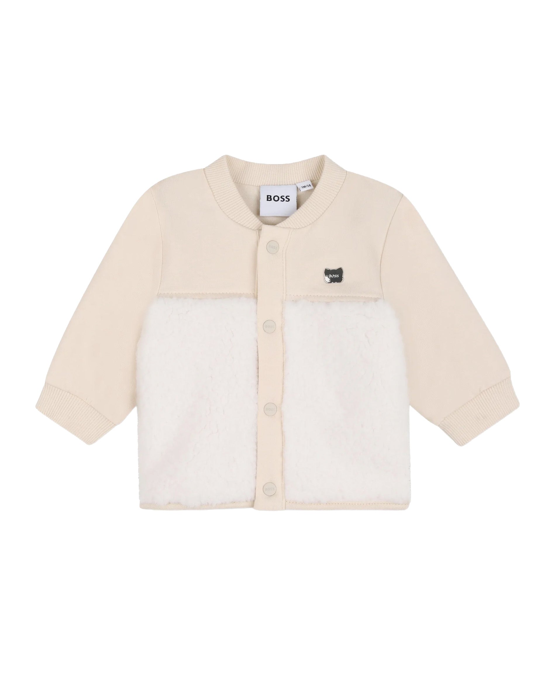 BOSS Kids Completo Beige con Giacca in Felpa e Teddy e Pantaloni con Placca Logo per Neonati