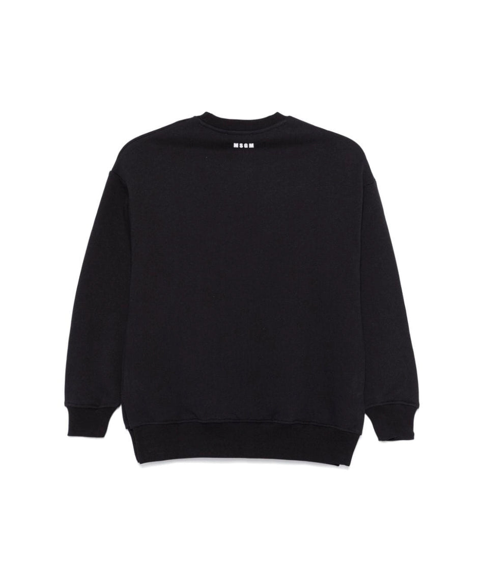 MSGM Kids Felpa Nera con Logo Neon per Bambine (retro)