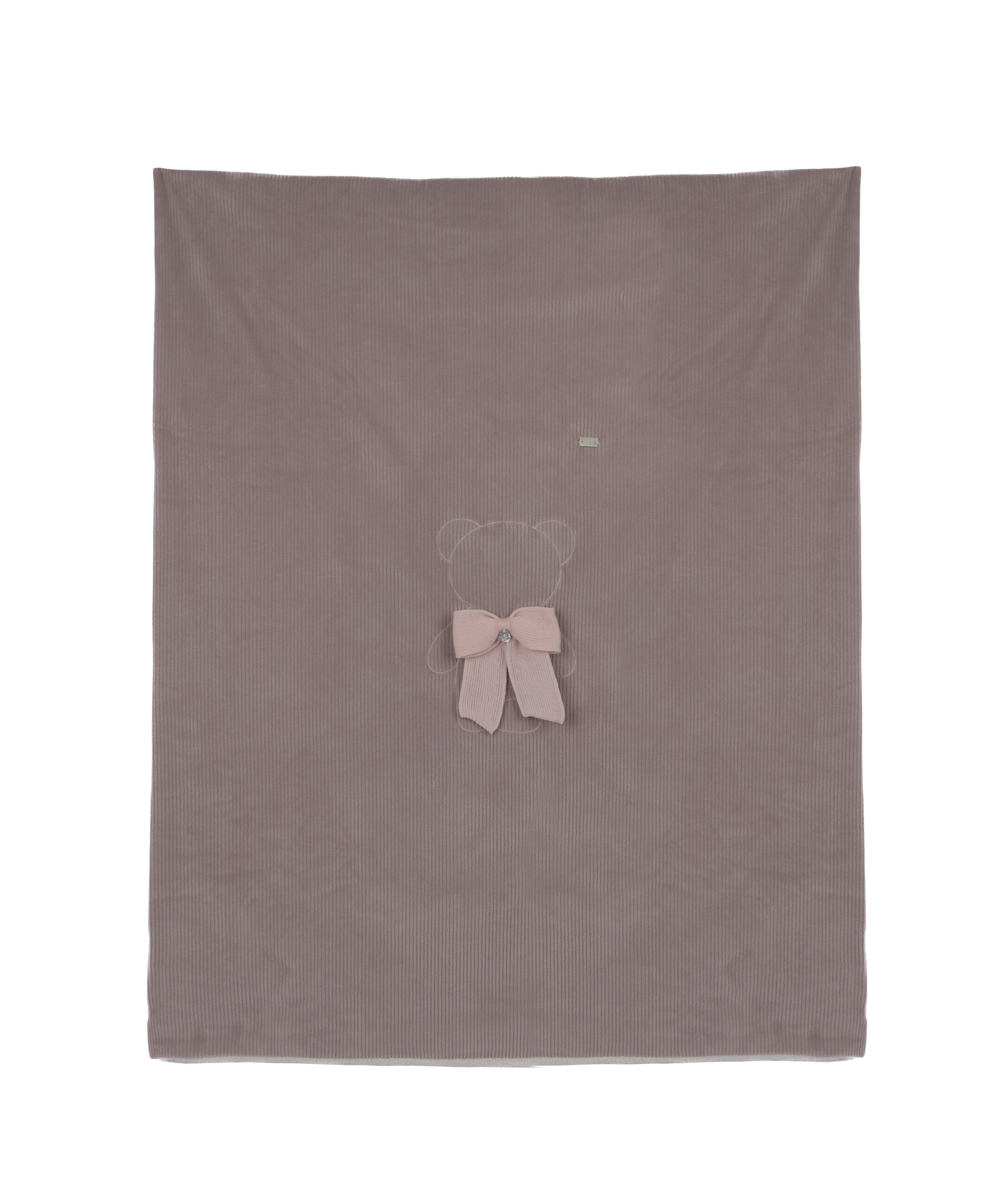 Marlù Coperta Marsalsa (rosa) con Ricamo Teddy e Fiocco per Neonate