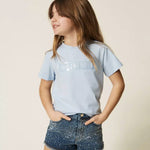 Twinset Kids T-Shirt Cielo con Logo per Bambine