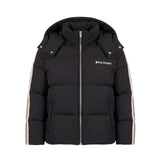 Palm Angels Kids Piumino Nero con Cappuccio e Bande Laterali per Bambini