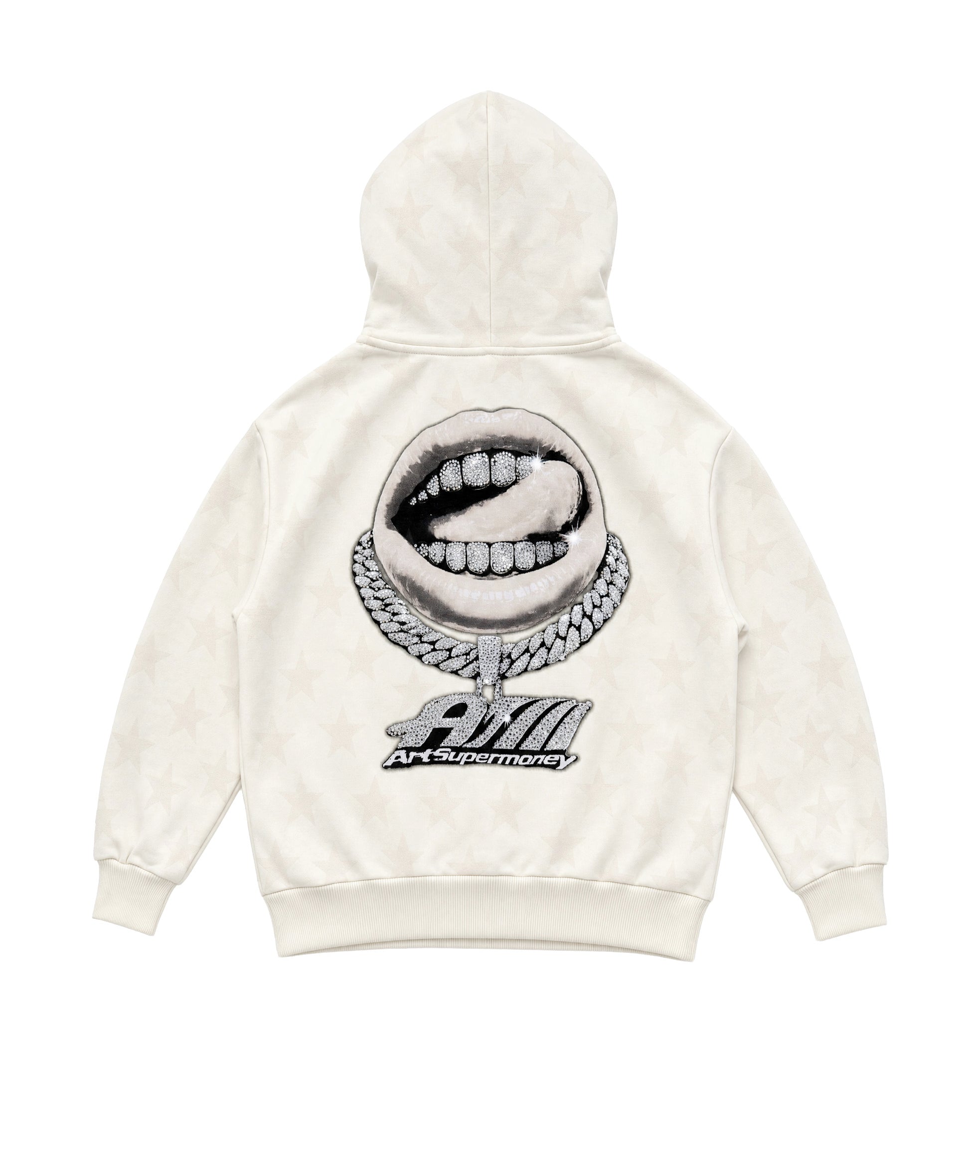 Art Super Money Kids Felpa con Cappuccio Bianco Fantasia Stelle e Strass per Bambini