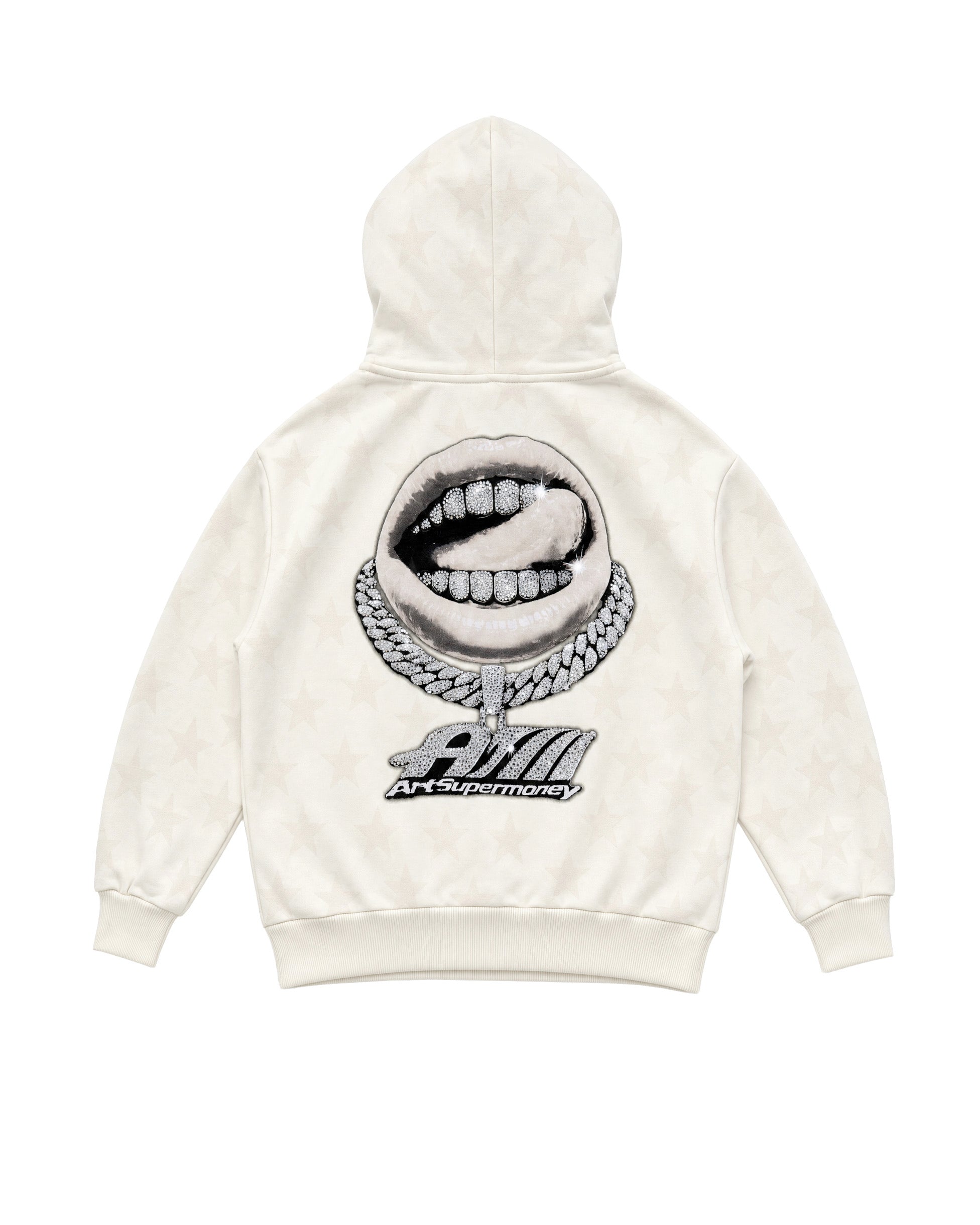 Art Super Money Kids Felpa con Cappuccio Bianco Fantasia Stelle e Strass per Bambini