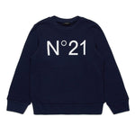 N°21 Kids Felpa Blu Girocollo con Stampa
