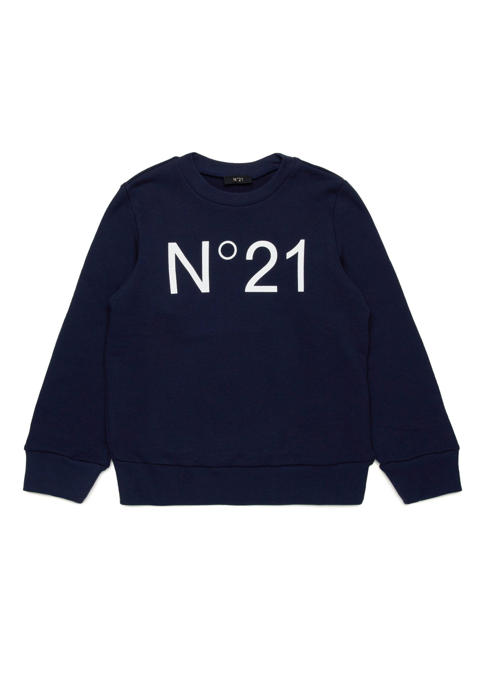 N°21 Kids Felpa Blu Girocollo con Stampa