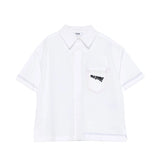 Msgm Kids Camicia Bianco con Cuciture a Vista