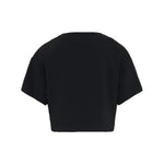 Moschino Kids T-Shirt Crop Nera con Teddy Bear per Bambine