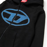 Diesel Kids Felpa Nero con Logo in Jeans per Bambini