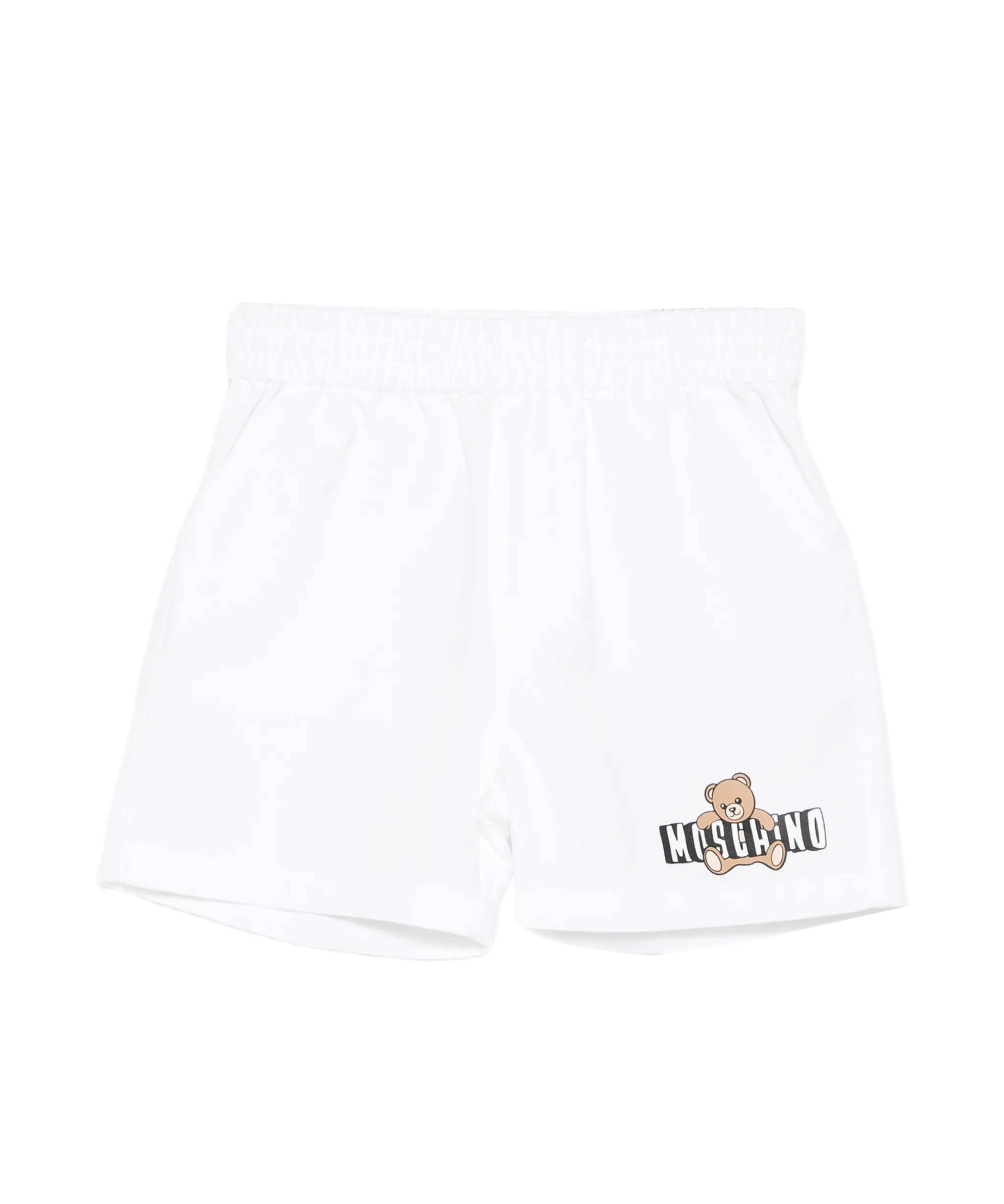Moschino Kids Short Bianco con Logo Teddy Bear per Neonati