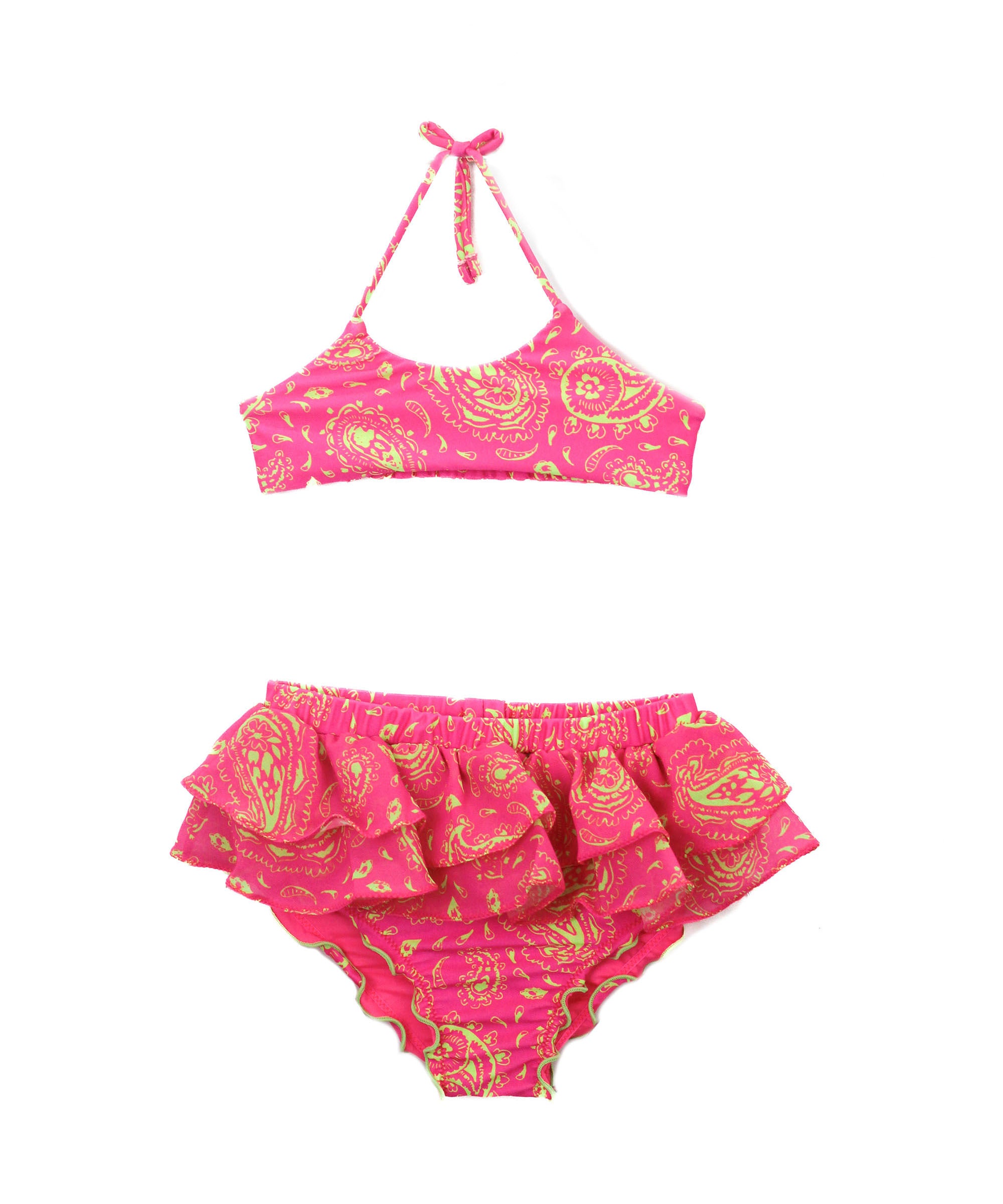 Effek Costume Bikini a Fascia Fantasia Fucsia con Ruches per Neonate