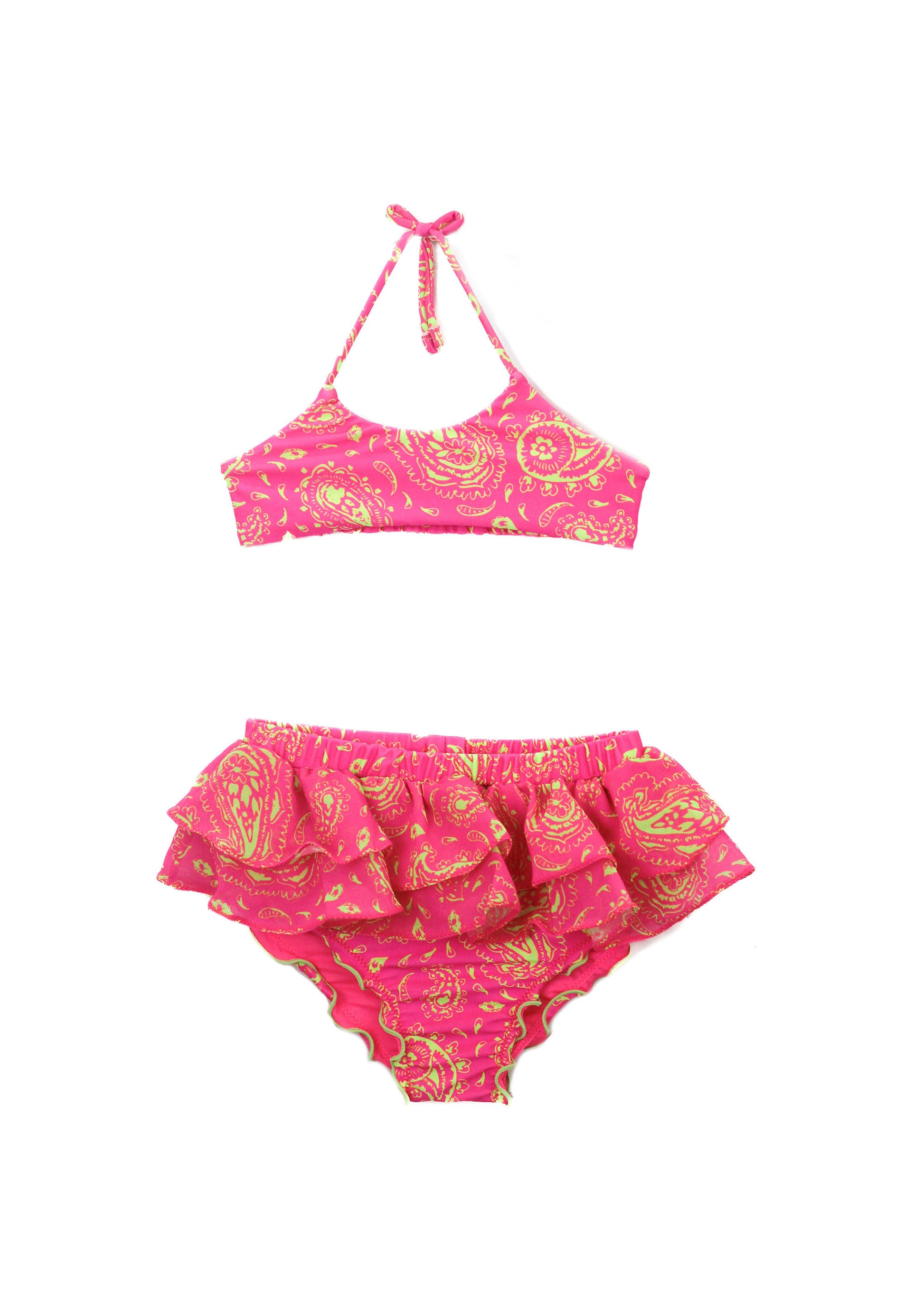Effek Costume Bikini a Fascia Fantasia Fucsia con Ruches per Neonate