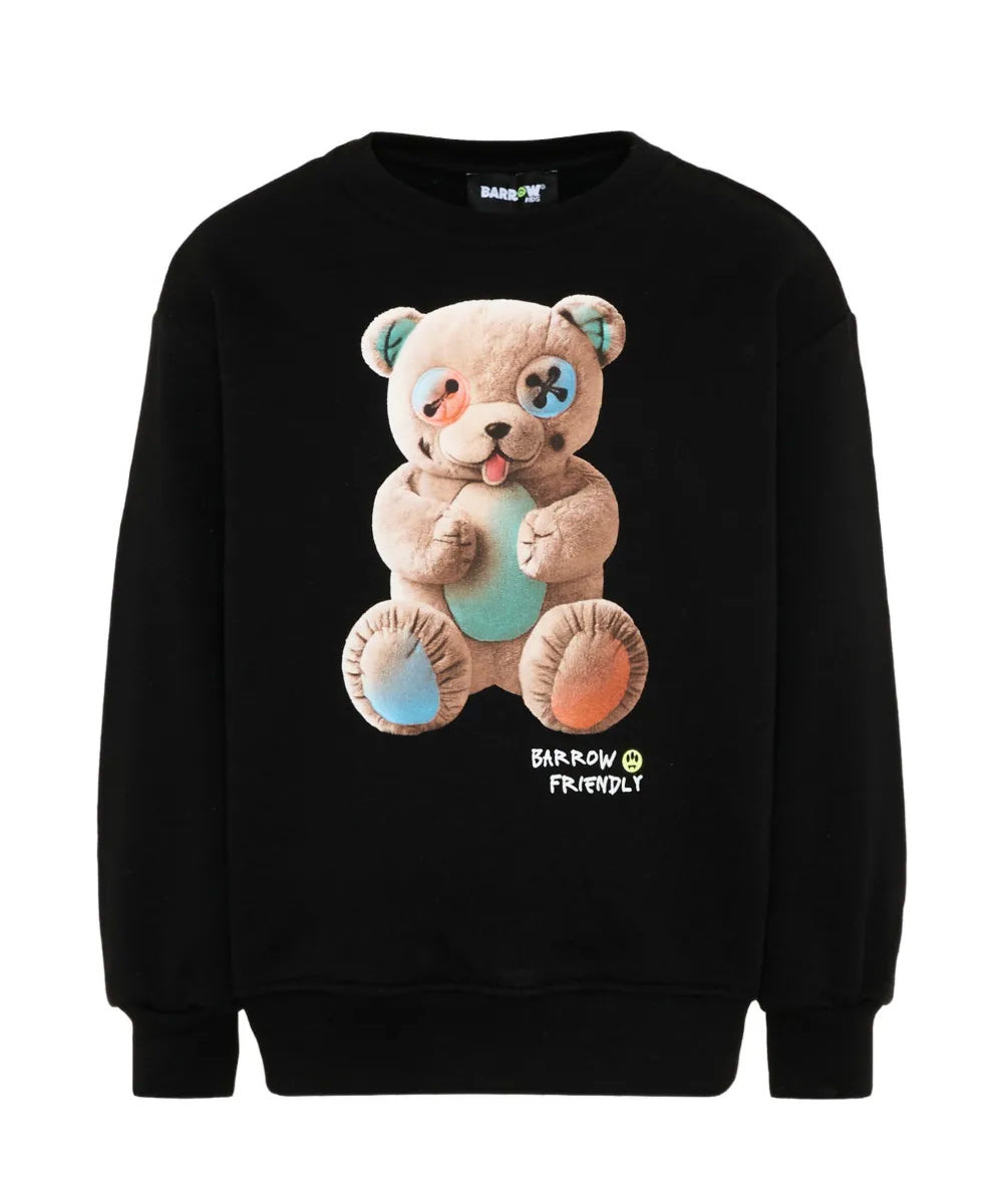 Barrow Kids Felpa Nero con Stampa Teddy Unisex