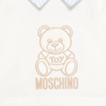 Moschino Kids Tutina a Righe Panna/Azzurro con Ricamo Teddy per Neonati