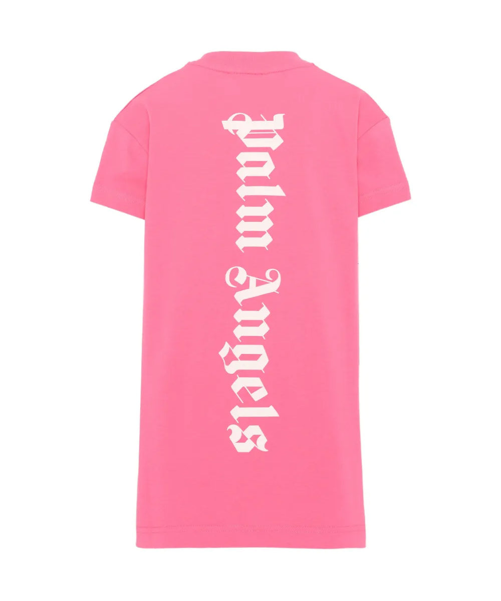 Palm Angels Kids Abito Rosa con Logo Bianco per Bambine