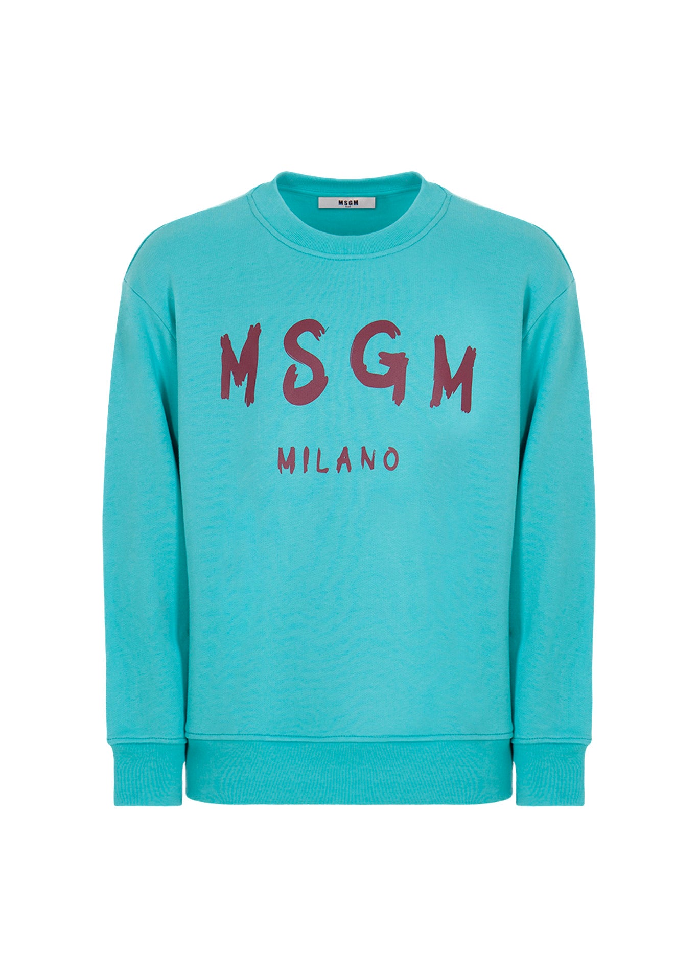 MSGM Kids Felpa Girocollo Turchese con Logo per Bambini
