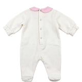 Elisabetta Franchi La Mia Bambina Tutina Avorio e Marshmallow con Logo Lucchetto Ricamato per Neonate