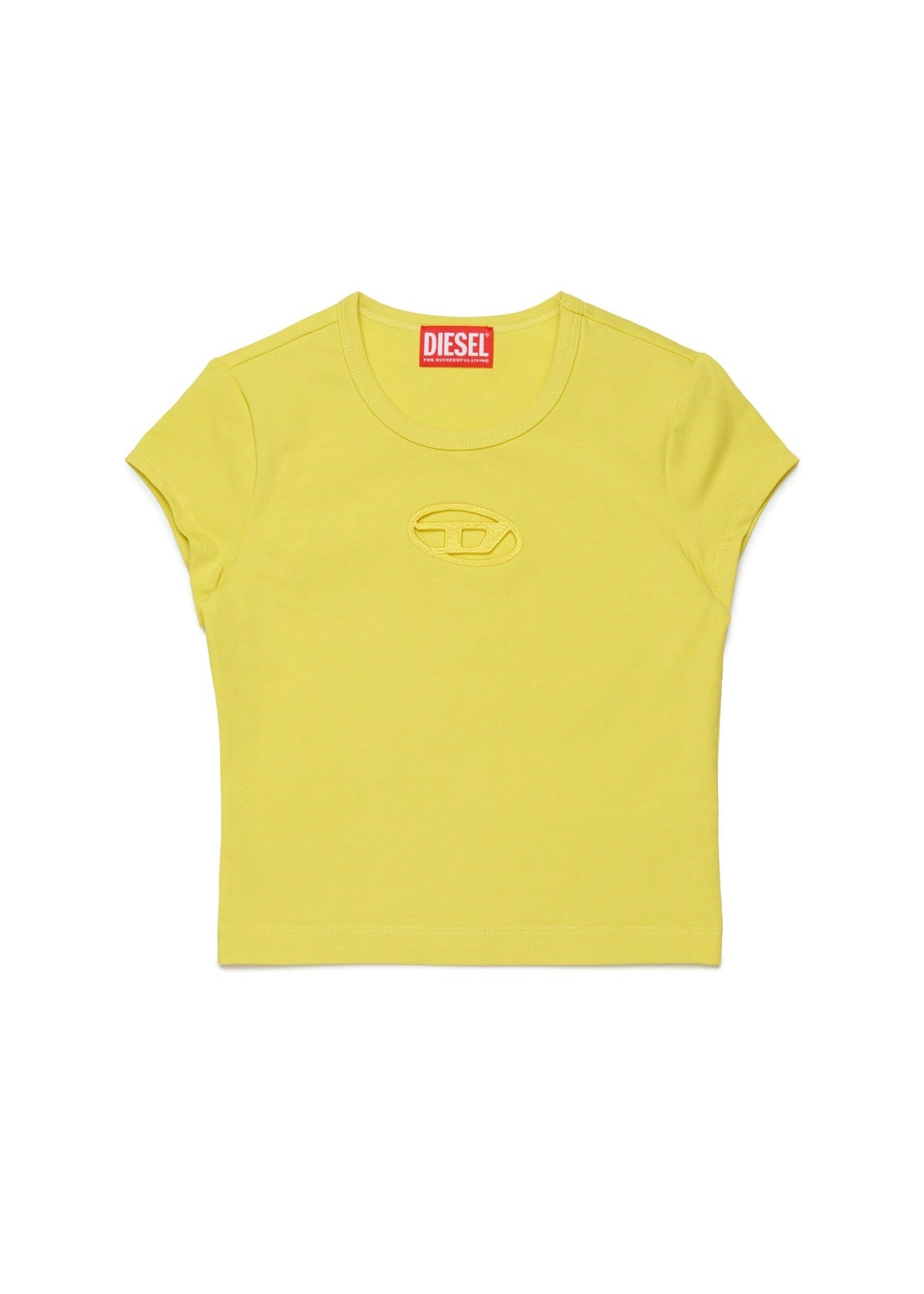 Diesel Kids T-Shirt Gialla con Logo Oval D per Bambine