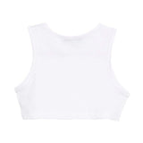 Msgm Kids Top Crema con Logo Sampato per Bambine