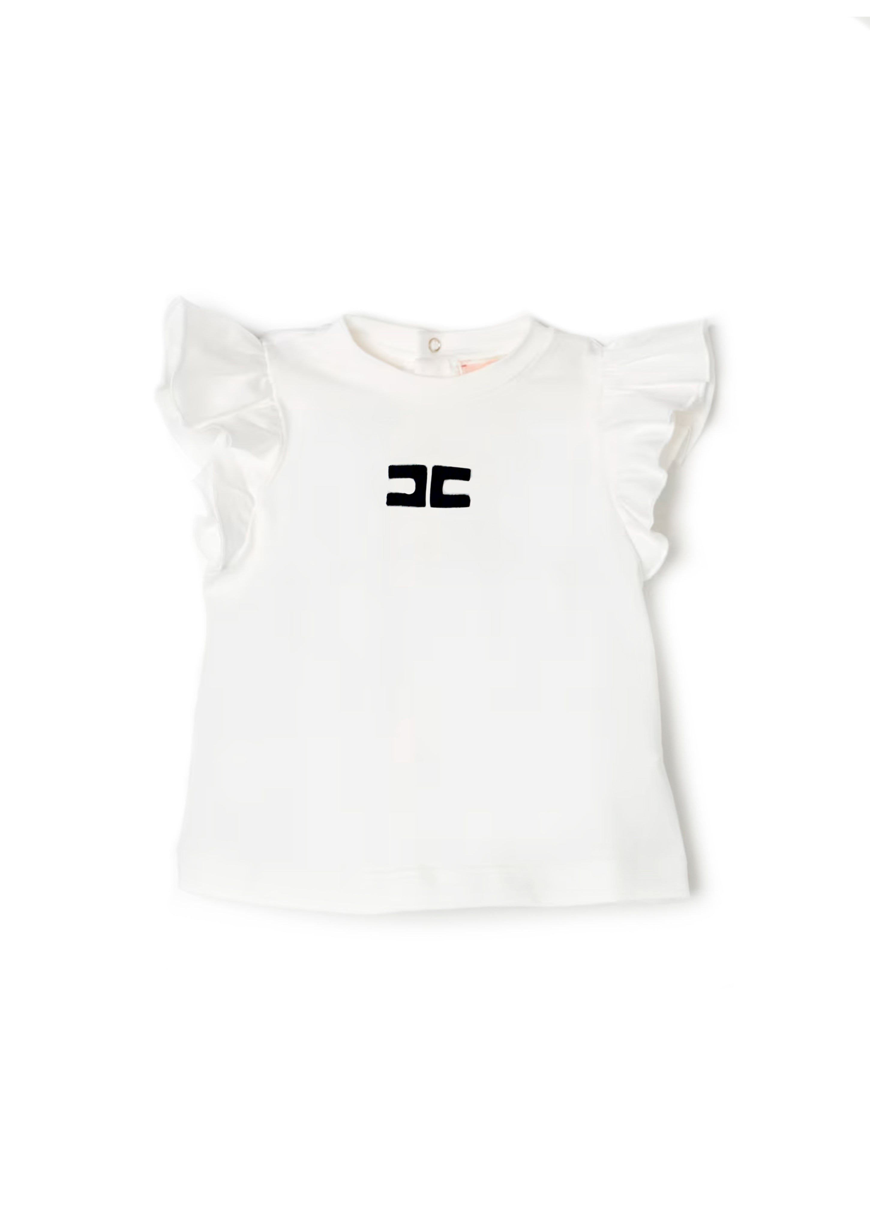 Elisabetta Franchi La Mia Bambina T-Shirt Avorio/Nero per Neonate (fronte)