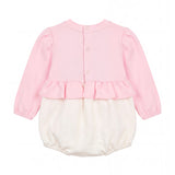 Elisabetta Franchi La Mia Bambina Pagliaccetto Marshmallow e Avorio con Ricamo Corda Logo per Neonate