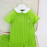 Le Coconne Pagliaccetto Verde per Neonate (fronte)