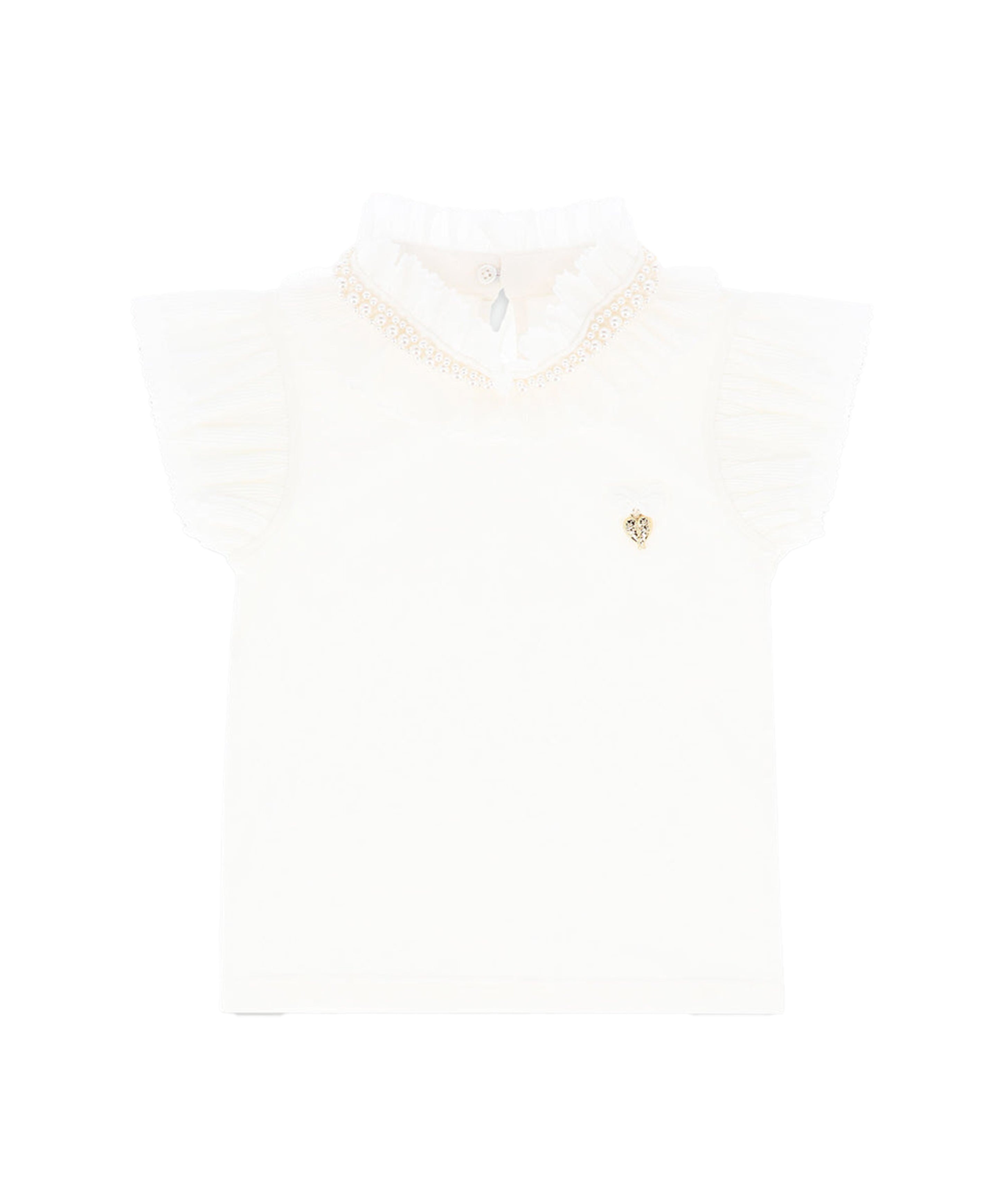 Angel's Face T-shirt Panna con Colletto per Bambine