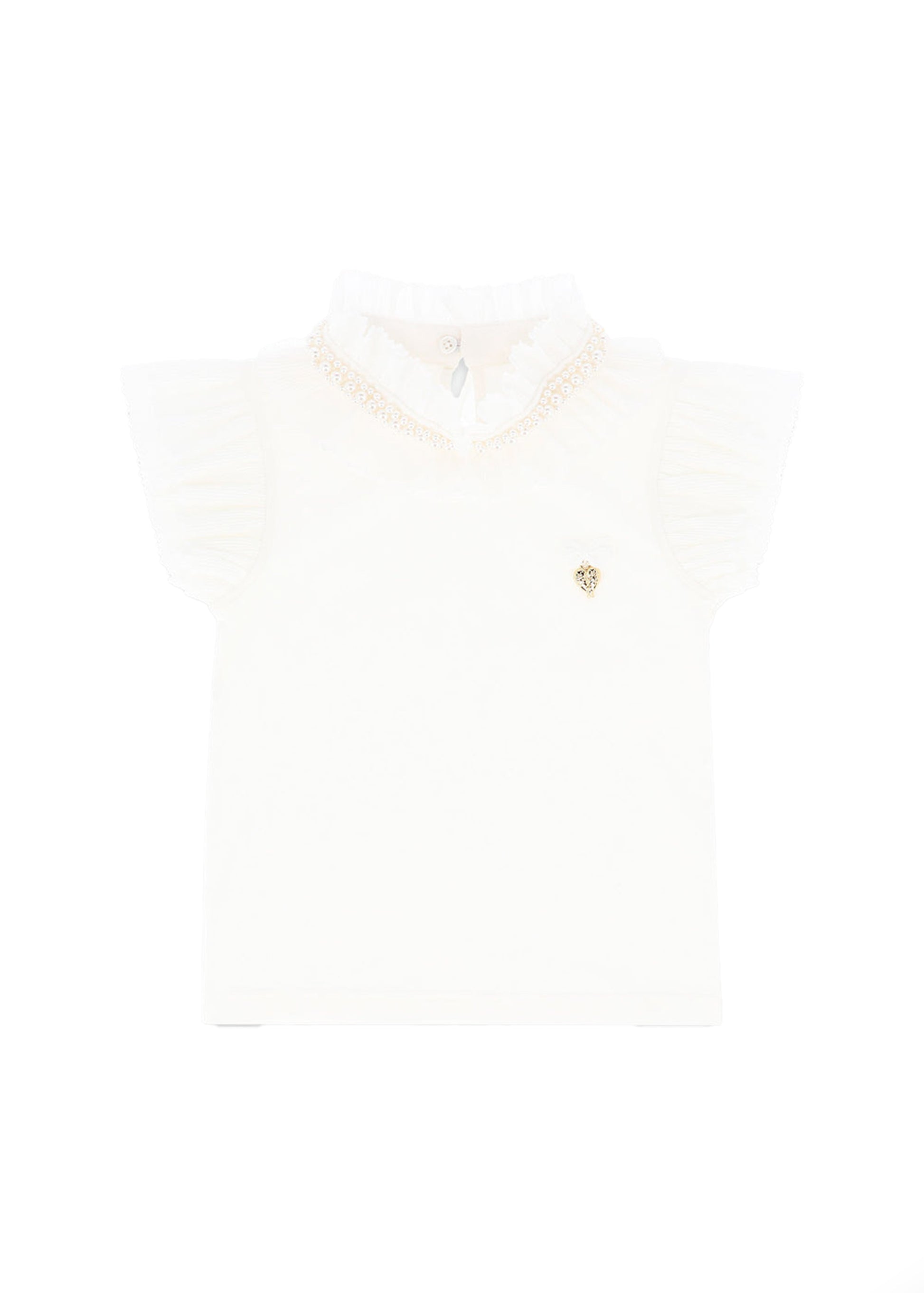 Angel's Face T-shirt Panna con Colletto per Bambine