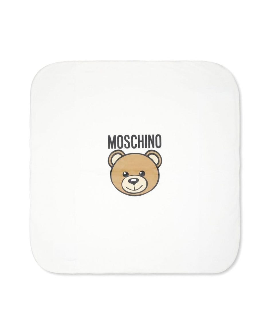 Moschino Kids Coperta Panna con Teddy Bear per Neonati