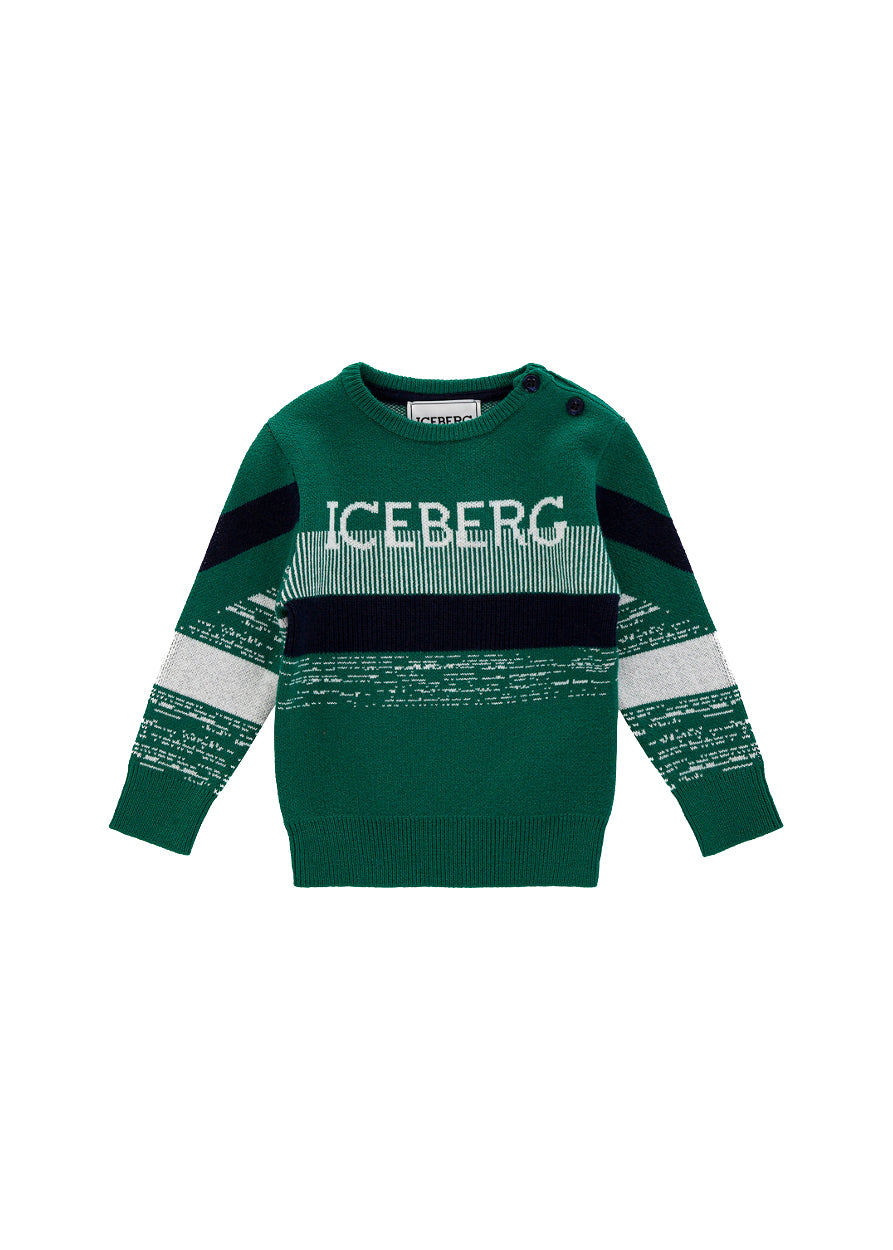 Iceberg Kids Maglione Petrolio con Logo per Neonati