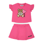 Moschino Kids T-shirt con Stampa con Gonna Fucsia per Neonate