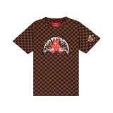 Sprayground Kids T-Shirt Marrone a Scacchi con Stampa Logo per Bambini